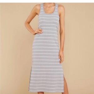 Z Supply Gray and White Striped Maxi Dress